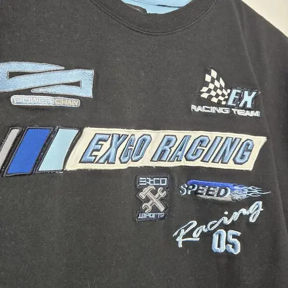 Vintage Exco T Shirt Men's Medium Racing Black Blue Tee Y2K - Picture 2 of 9